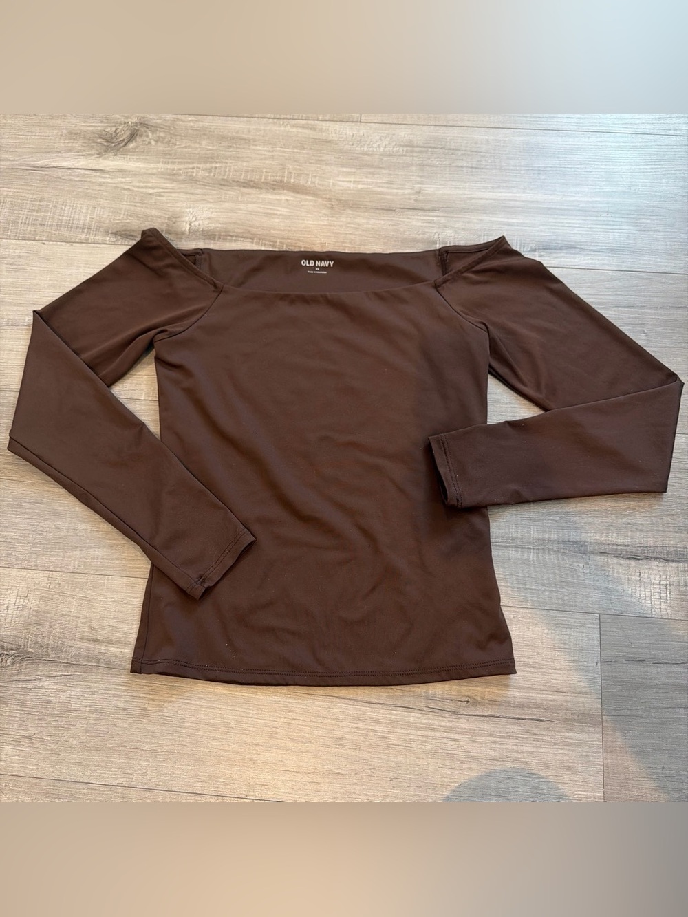 Old Navy Brown Off-Shoulder Long Sleeve Top